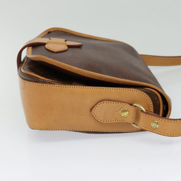 ETRO Paisley Shoulder Bag PVC Leather Brown Gold Auth am8067