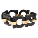 Salvatore Ferragamo Gancini Bracelet Wood Black Auth am8079-2