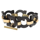 Salvatore Ferragamo Gancini Bracelet Wood Black Auth am8079-3