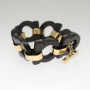 Salvatore Ferragamo Gancini Bracelet Wood Black Auth am8079-4