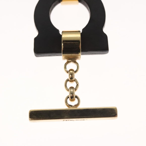 Salvatore Ferragamo Gancini Bracelet Wood Black Auth am8079