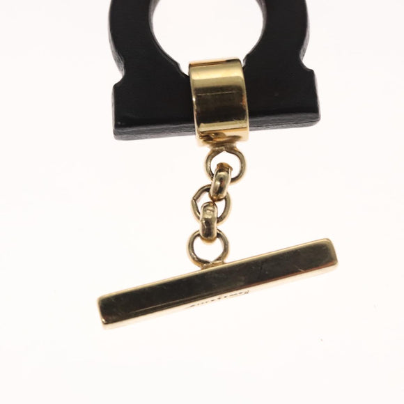 Salvatore Ferragamo Gancini Bracelet Wood Black Auth am8079