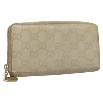 GUCCI GG Canvas Guccissima Long Wallet Leather White 308005 Auth am8081