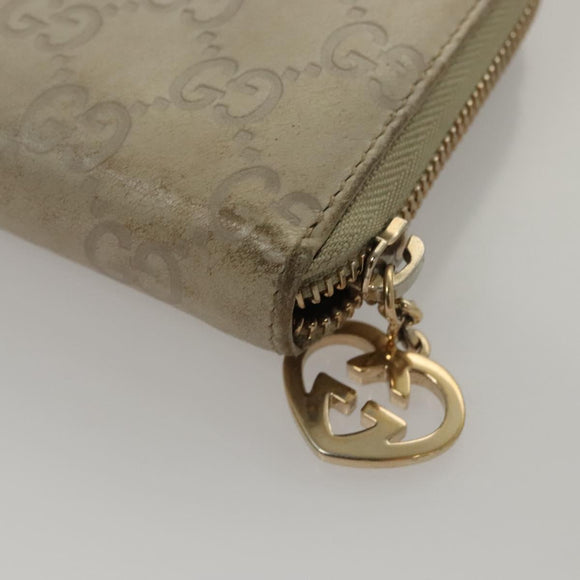 GUCCI GG Canvas Guccissima Long Wallet Leather White 308005 Auth am8081