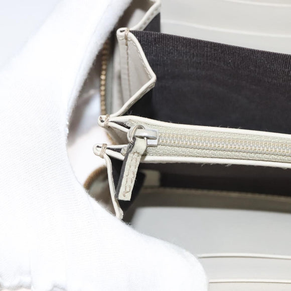 GUCCI GG Canvas Guccissima Long Wallet Leather White 308005 Auth am8081