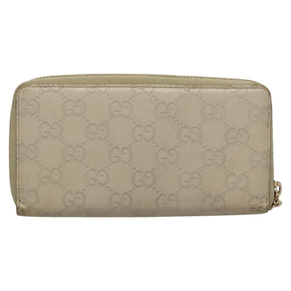 GUCCI GG Canvas Guccissima Long Wallet Leather White 308005 Auth am8081