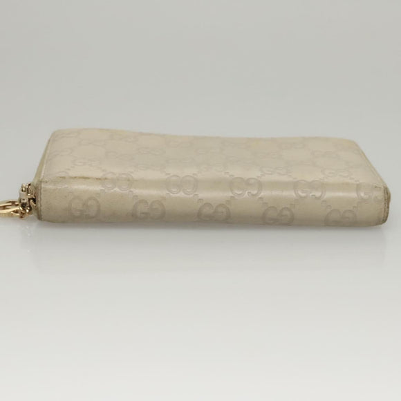 GUCCI GG Canvas Guccissima Long Wallet Leather White 308005 Auth am8081