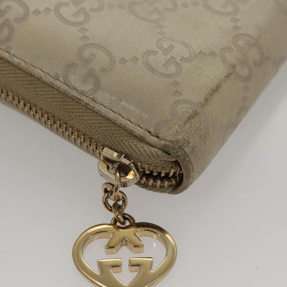 GUCCI GG Canvas Guccissima Long Wallet Leather White 308005 Auth am8081