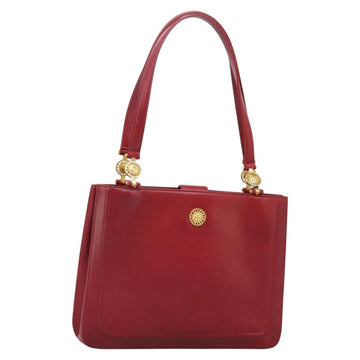 VERSACE Tote Bag Leather Red Gold Auth am8101