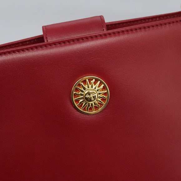 VERSACE Tote Bag Leather Red Gold Auth am8101