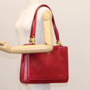 VERSACE Tote Bag Leather Red Gold Auth am8101-24