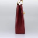 VERSACE Tote Bag Leather Red Gold Auth am8101-3