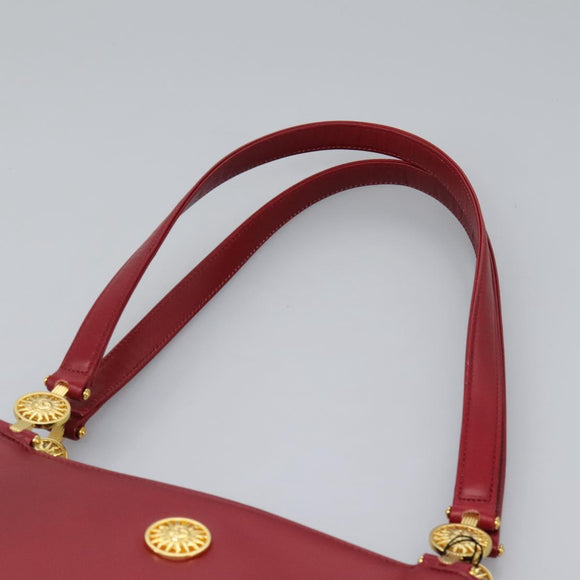 VERSACE Tote Bag Leather Red Gold Auth am8101