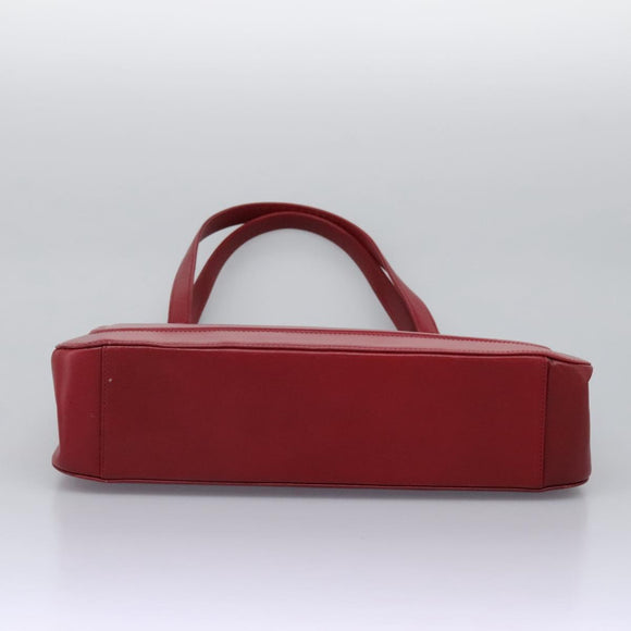 VERSACE Tote Bag Leather Red Gold Auth am8101