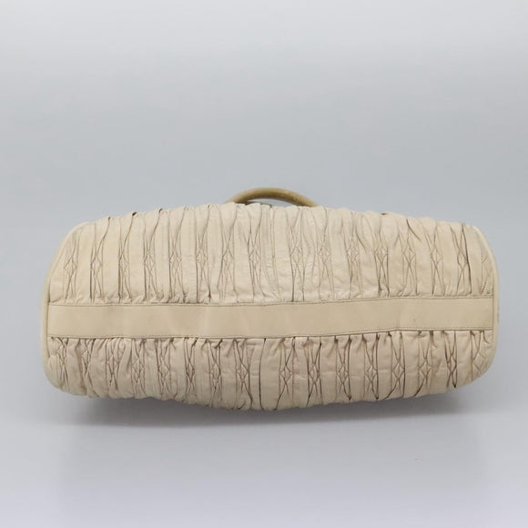 BALLY Tote Bag Leather Beige Gold Auth am8137