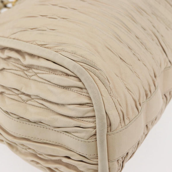 BALLY Tote Bag Leather Beige Gold Auth am8137