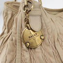BALLY Tote Bag Leather Beige Gold Auth am8137-17