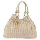 BALLY Tote Bag Leather Beige Gold Auth am8137-1