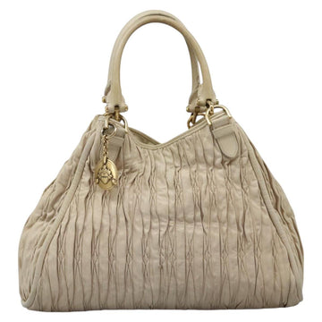 BALLY Tote Bag Leather Beige Gold Auth am8137 - 0