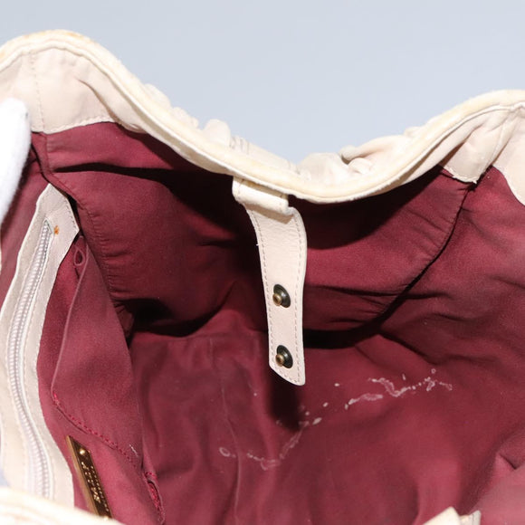 BALLY Tote Bag Leather Beige Gold Auth am8137