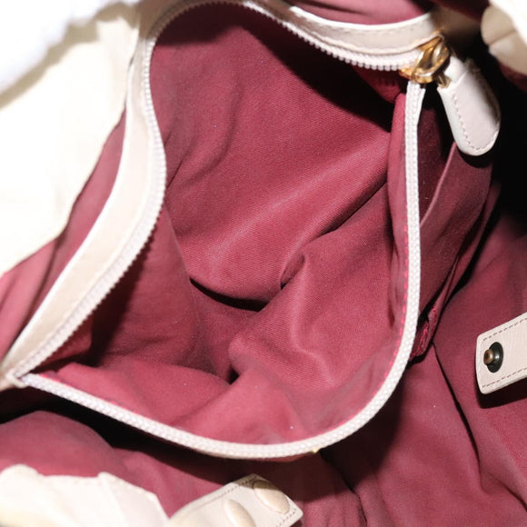 BALLY Tote Bag Leather Beige Gold Auth am8137