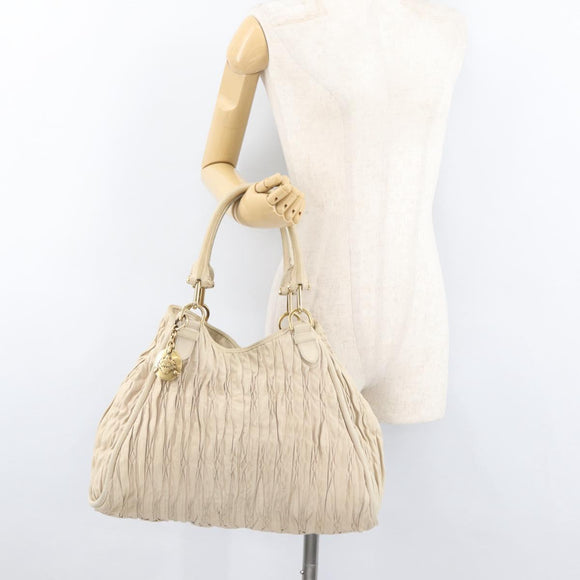BALLY Tote Bag Leather Beige Gold Auth am8137