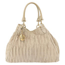 BALLY Tote Bag Leather Beige Gold Auth am8137-2