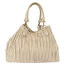 BALLY Tote Bag Leather Beige Gold Auth am8137-5