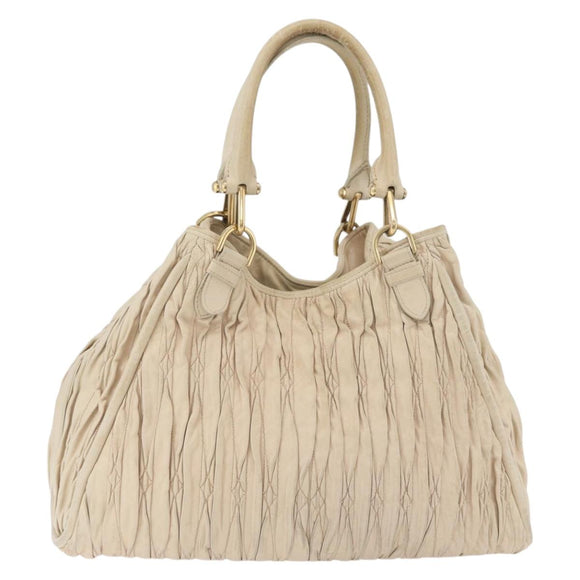 BALLY Tote Bag Leather Beige Gold Auth am8137