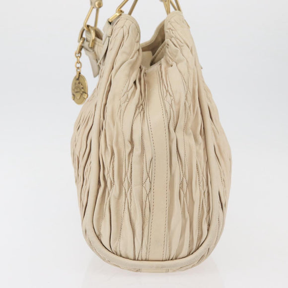 BALLY Tote Bag Leather Beige Gold Auth am8137
