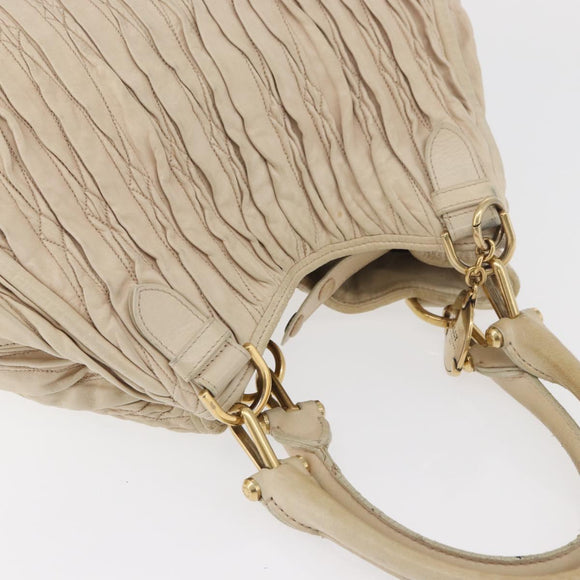 BALLY Tote Bag Leather Beige Gold Auth am8137