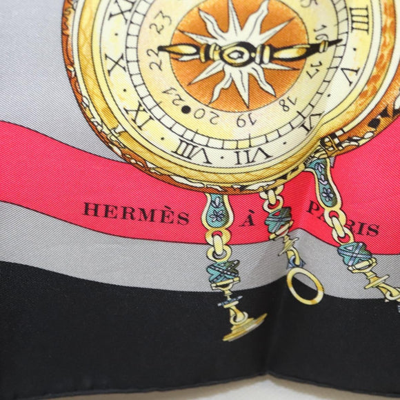 HERMES Carre 90 ""Parmi les fleurs je compte les heures"" Black Auth am8152