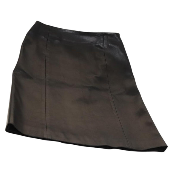 Christian Dior Skirt Lamb Skin Black Auth am8156