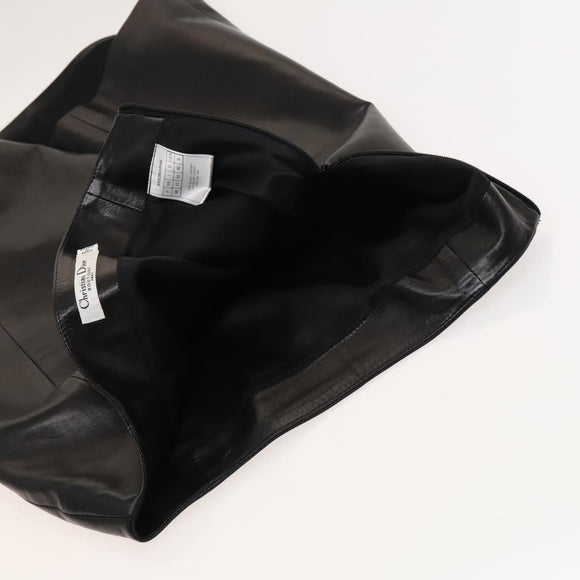 Christian Dior Skirt Lamb Skin Black Auth am8156