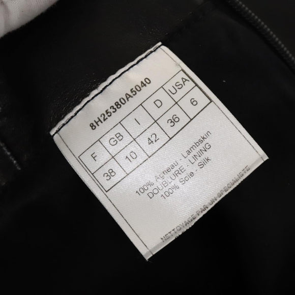 Christian Dior Skirt Lamb Skin Black Auth am8156