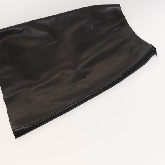 Christian Dior Skirt Lamb Skin Black Auth am8156