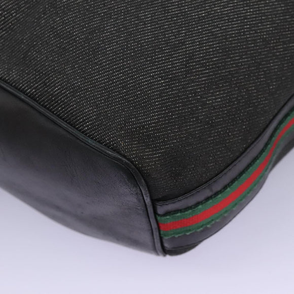 GUCCI Web Sherry Line Shoulder Bag Denim Black Red Green 73884 Auth am8160