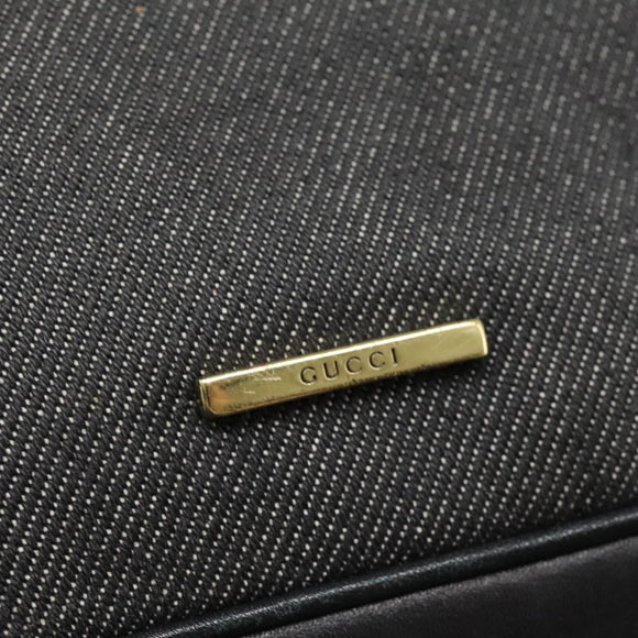 GUCCI Web Sherry Line Shoulder Bag Denim Black Red Green 73884 Auth am8160