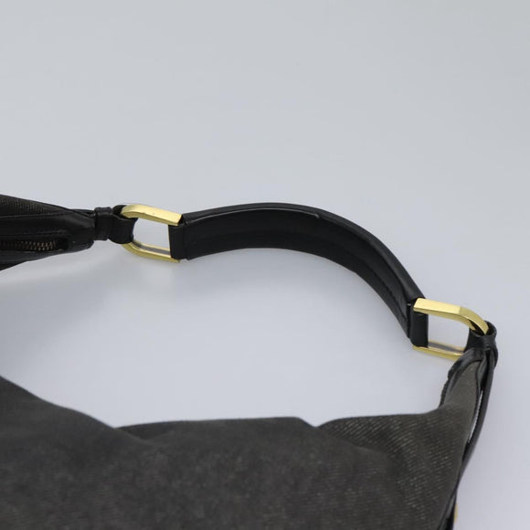 GUCCI Web Sherry Line Shoulder Bag Denim Black Red Green 73884 Auth am8160