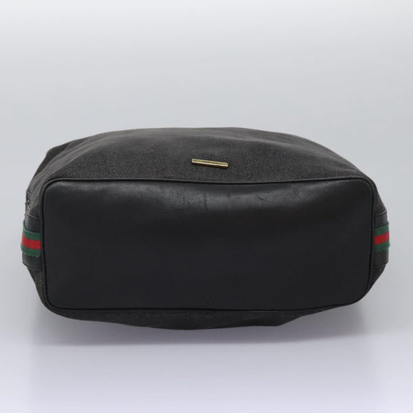 GUCCI Web Sherry Line Shoulder Bag Denim Black Red Green 73884 Auth am8160