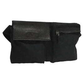 GUCCI GG Canvas Waist bag Black Silver 28566 Auth am8162