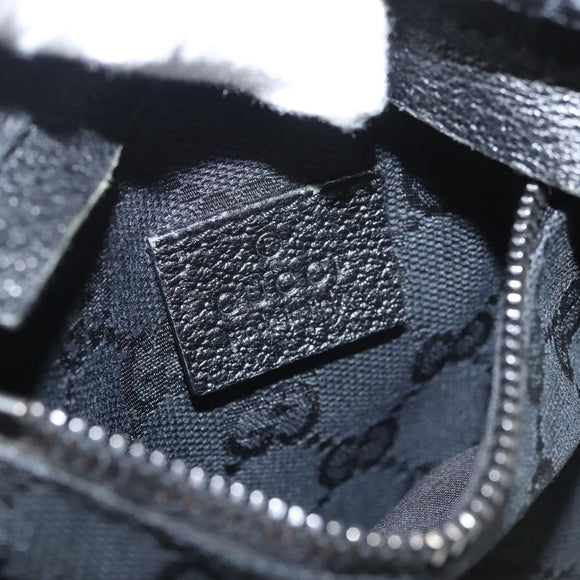 GUCCI GG Canvas Waist bag Black Silver 28566 Auth am8162