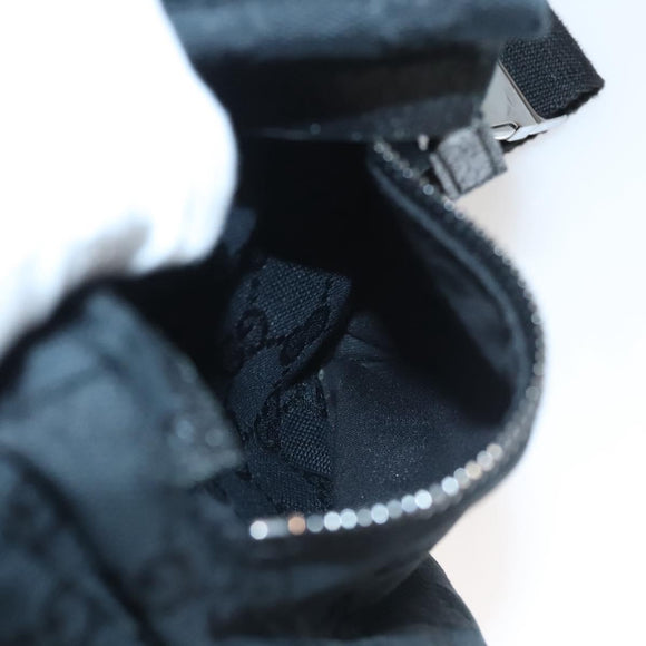 GUCCI GG Canvas Waist bag Black Silver 28566 Auth am8162
