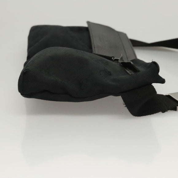 GUCCI GG Canvas Waist bag Black Silver 28566 Auth am8162