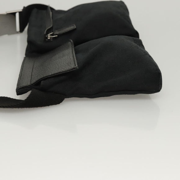 GUCCI GG Canvas Waist bag Black Silver 28566 Auth am8162