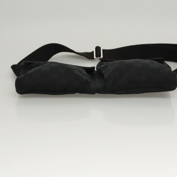 GUCCI GG Canvas Waist bag Black Silver 28566 Auth am8162