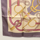 HERMES Carre 90 Scarf ""Eperon d'or"" Silk Beige Auth am8169-8