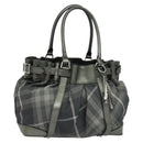 BURBERRY Tote Bag Canvas Black Silver Auth am8188-1
