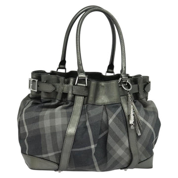 BURBERRY Tote Bag Canvas Black Silver Auth am8188
