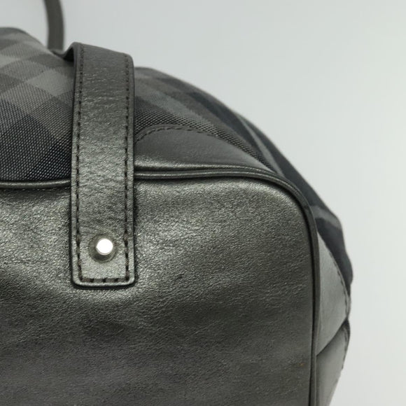 BURBERRY Tote Bag Canvas Black Silver Auth am8188